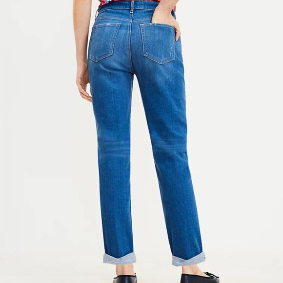 NWT LOFT Girlfriend Mid Rise Jeans in Original Mid Indigo Wash Regular Fit - 30 - Picture 14 of 14